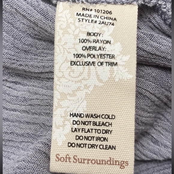 SOFT SURROUNDINGS - Flowy Overlay Cape Dress Grey Tassel Tied Size M NWT￼ - Picture 8 of 9